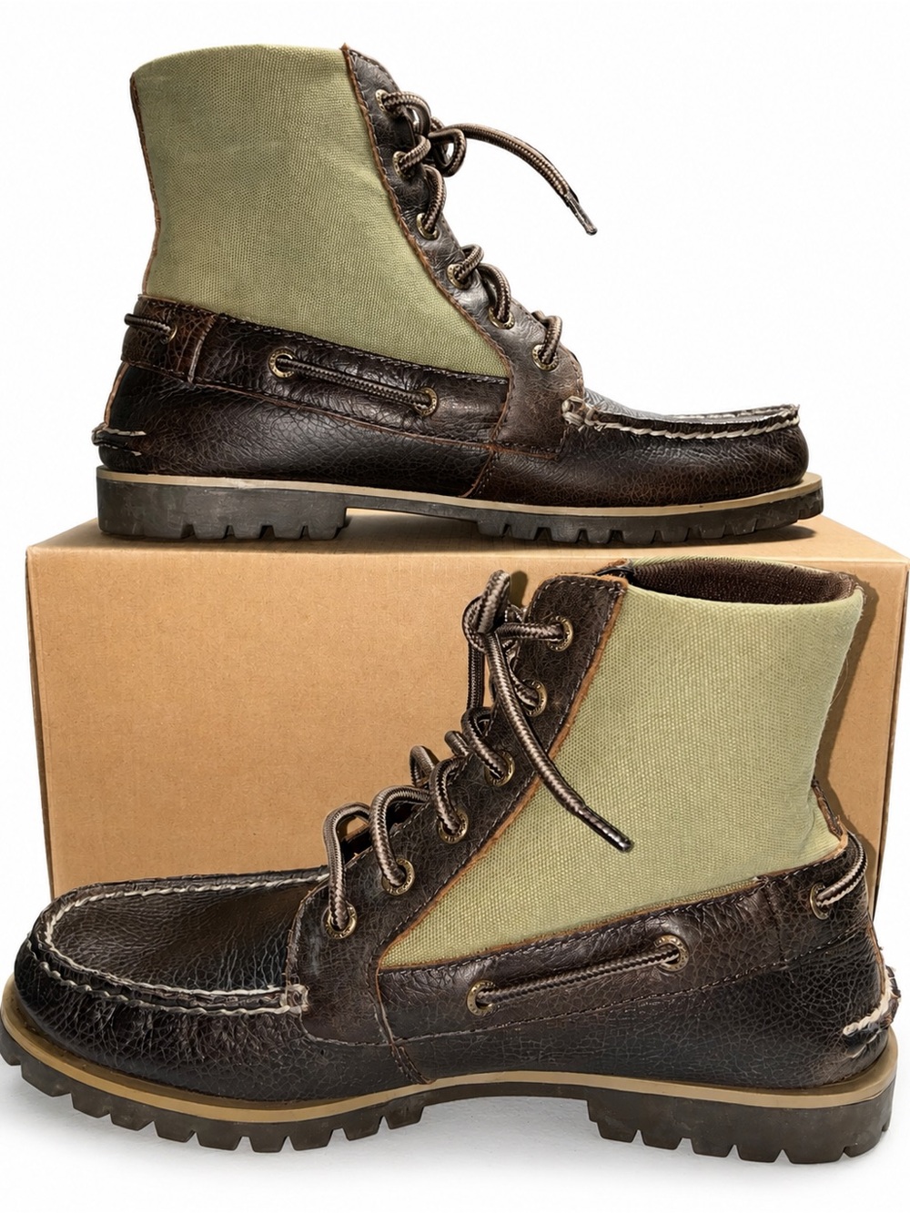 Sperry Top-Sider Carson Men’s 7.5 M Leather Canvas Moc Toe Boots - Picture 2 of 8